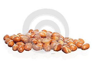 Salt roasted peanuts isolated on white