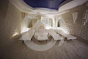 Salt room. Halotherapy for treatment of respiratory diseases.
