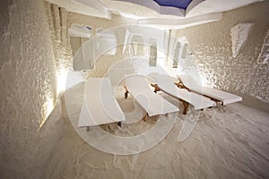 Salt room. Halotherapy for treatment of respiratory diseases.