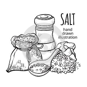 Salt in a sack hand drawn set