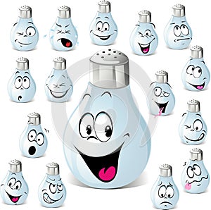 Salt shaker cartoon with many expressions photo