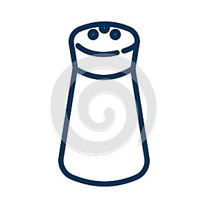 Salt shaker. Thin line vector outline icon of a container for salt or pepper seasoning on a white background isolated with