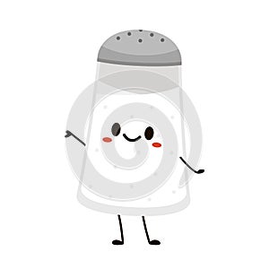 Salt shaker vector. Cute cartoon salt shaker couple with smiling faces.