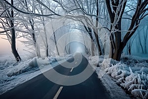 salt spreader truck treating icy roads for safety