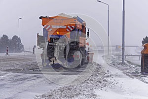 Salt spreader truck winter