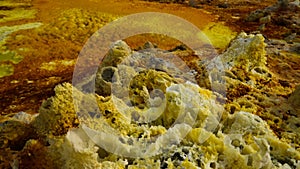 Salt structure close-up inside Dallol volcanic crater in Danakil depression, Afar, Ethiopia