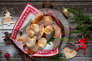 Salt and sweet pies with Christmas decoration