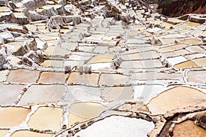 Salt Terraces known as `Salineras de Maras`, Peru