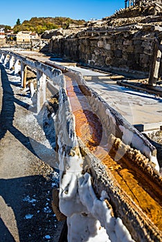 Salt valley of AÃÂ±ana, old salt mine from Alava, Basque Country, Spain photo