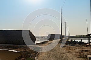 Salt village, early morning at salt field in Ly Nhon, Can gio