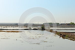 Salt village, early morning at salt field in Ly Nhon, Can gio