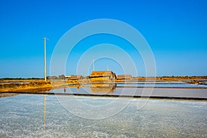 Salt village, early morning at salt field in Ly Nhon, Can gio