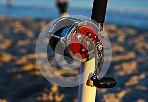 Salt water fishing rig on the beach