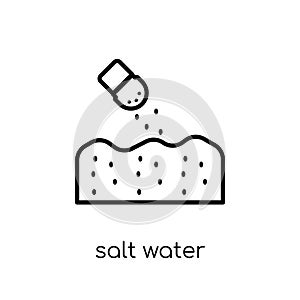 salt water icon. Trendy modern flat linear vector salt water icon on white background from thin line Nautical collection