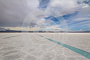 Salt water pool in Salinas Grandes Salt Flat - Jujuy, Argentina