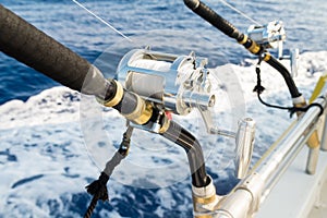 Salt water rod and reel close up