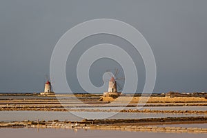 Salt windmills near Marsala, Sicily