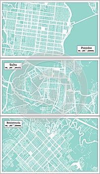 Salta, Resistencia and Posadas Argentina City Map Set photo
