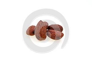 Salted almonds isolated on white background