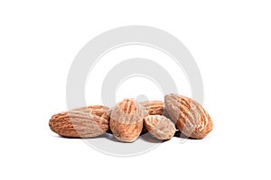 Salted almonds on a white background