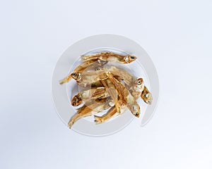 Salted anchovies isolated on white background for food ingredient