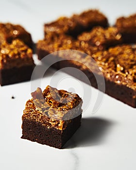 Salted Caramel Cornflake Brownies. Brownie with crunchy top of cornflakes and caramel.