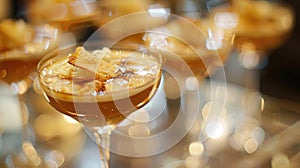 Salted caramel dessert cocktail with biscuit garnish. Gastronomy and mixology concept photo