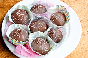 Salted caramels on a plate