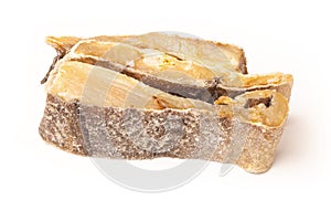 Salted codfish or salt cod isolated on a white background