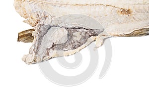 salted codfish on white background