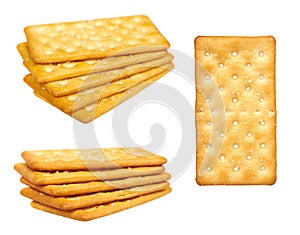 Salted cracker, fast food snack, set and collection