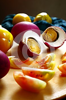 Salted duck eggs and tomatoes