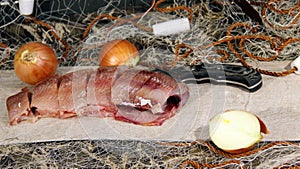 Salted fish cooked after catch