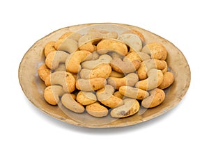 Salted Flavour Roasted Cashew Nut Snacks on White Background