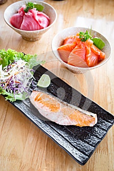 Salted Grilled Salmon and Salmon don and Maguro don