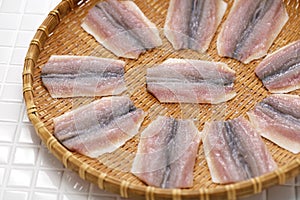 Salted Kohada gizzard shad, Preparation of Japanese sushi ingredients