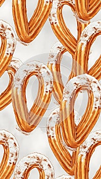 Salted Pretzels Pattern on White Background