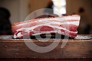 Salted raw pork belly