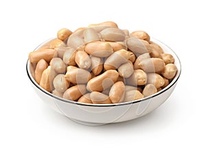 Salted roasted peanuts in ceramic plate