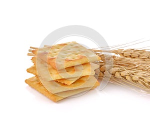 Saltine cracker on white background