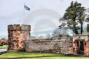 Saltire flying over Dirleton Castle