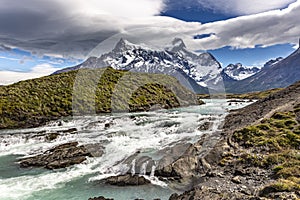 Salto Grande at Pehoe Lake, Torres del Paine Park, Chile