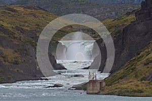 Salto Grande waterfall, Big Jump in Torres del Paine National Park, Patagonia, Chile