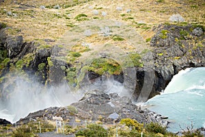 Salto Grande Waterfall in the Torres del Paine mountains, Torres del Paine National Park, Chile