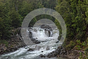 The Salto los Novios waterfall in Puyehue National Park, Chile photo