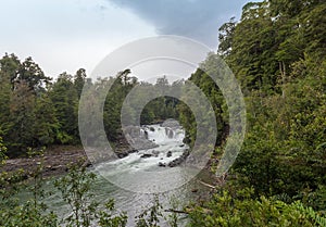 The Salto los Novios waterfall in Puyehue National Park, Chile photo