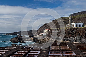 Saltpans and lighthouse Fuencaliente, La Palma, Canary Islands photo