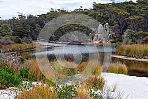 Saltwater lagoon, Bay of Fires, Tasmania, Australia