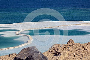 Salty Coastline of the Lake Assal, Djibouti photo