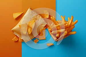 Salty French fries in a white bowl on a light background. Fast food concept.